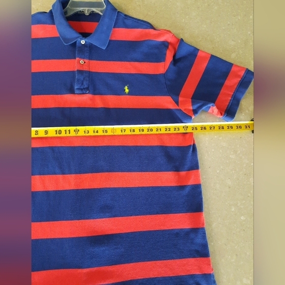Polo Ralph Lauren Short Sleeve Shirt Red Blue Stripe Mens Size 2XL - Picture 5 of 9